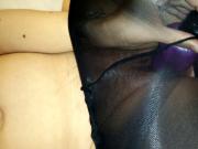 wife in tights with toys