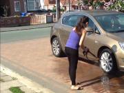 Pregnant neighbour washing car non nude