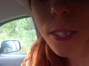 Slut blowjob in a my car with CIM and she drools it out
