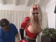 Red Superheroine in Bondage and humiliated
