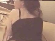 Her first machine fuck, with black dildo