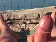 Beach cumshot