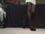Sissy CD Trap Thin legs walking in black heels and stockings