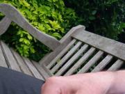 Wank and cum on park bench