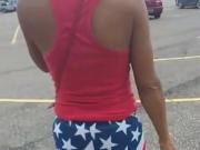 Candid ass in American leggings