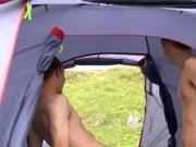 2 English lads jacking and sucking in camp tent 1