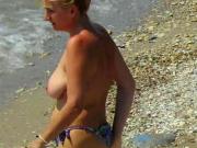 Spy Beach Mature with saggy Tits huge areola hard Nipples