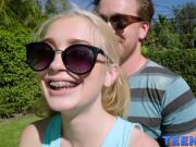 Petite Anastasia Knight gets scared by the size of that rod