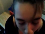 Her husband was at work, When she sucked daddy's cock
