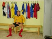 Sporty twinks in locker room give head