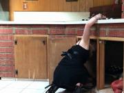 MILF stuck in the kitchen fucked by neighbor
