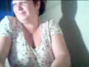 Granny show her big boobs on webcam.