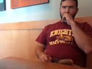 Bearded Bro Public Jerk Off in A Coffee Shop