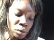 Black bitch catches and eats load in car