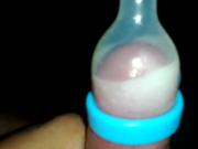 Cum in Condom with Vibrator Ring