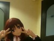 kigurumi office girl masturbating her pussy