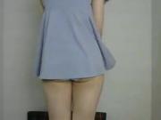 Japanese girl gives herself wedgie