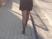 sexy teen walk in miniskirt