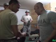 Military party hunk interracially drilled