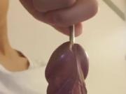 Sounding and cumming with long curved sound deep inside pros