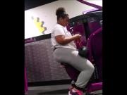 Fat booty eb sitting and lifting weights