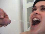Hungarian Slut Pissed by Two Cock