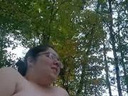 BBW masturbates in the woods