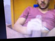 Arab guy edging his super beer can thick huge dick