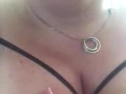 Busty wife playing with natural tits