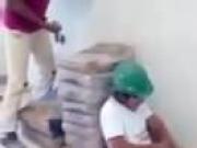 Latin builder wanks at work