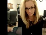 Blonde secretary shows at work.mp4