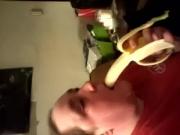 Teresa gagging on banana