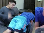 Muscular Jock Spanks Twinky Teen