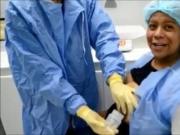 Pumping milk from a big Latina boob 2