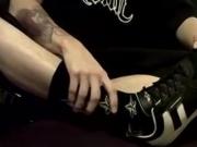 Young man enjoys some freaky feet play while he is alone