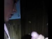 Honey works the cock for cum through the glory hole