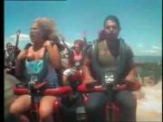 Boobs popping out during rollercoaster ride