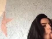 Greek amateur brunette sucks cock