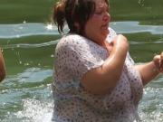 Mature Russian women bathe in cold water