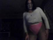 CD in pantyhose & pink thong