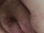 Hairy pussy close up dildoing