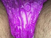 Purple lace panties with panty pads