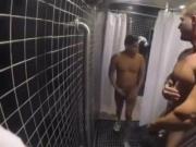 Guys Playing in Gym Shower