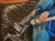 Blue Transparent PVC Plastic Masturbation