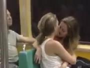 Lesbians make out passionately in public