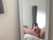 Sexy mirror selfie arse masturbating cock playing