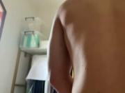 a slowmo of a little muscle bottom taking it raw