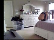 Blonde on bedroom cam changing