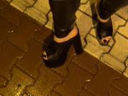 wet stroll in extreme platform mules