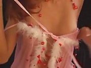 Sexy red head plays with toy